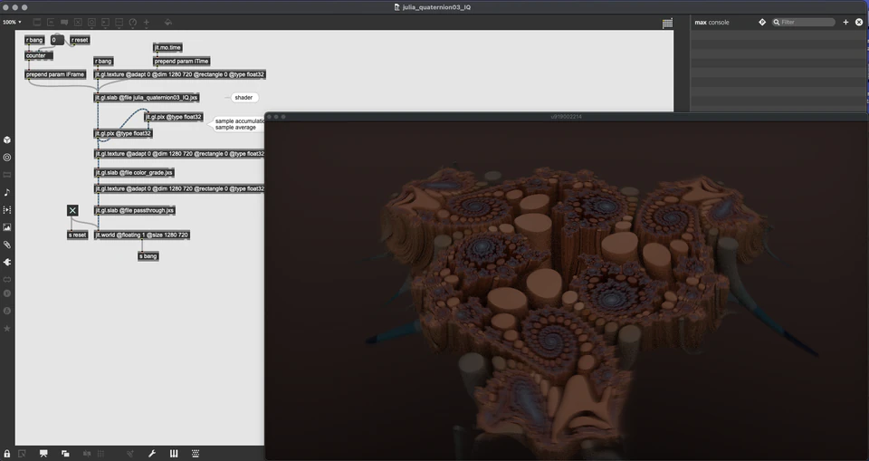 Max render showing a brown organic form composed of circular and spiral surface patterns